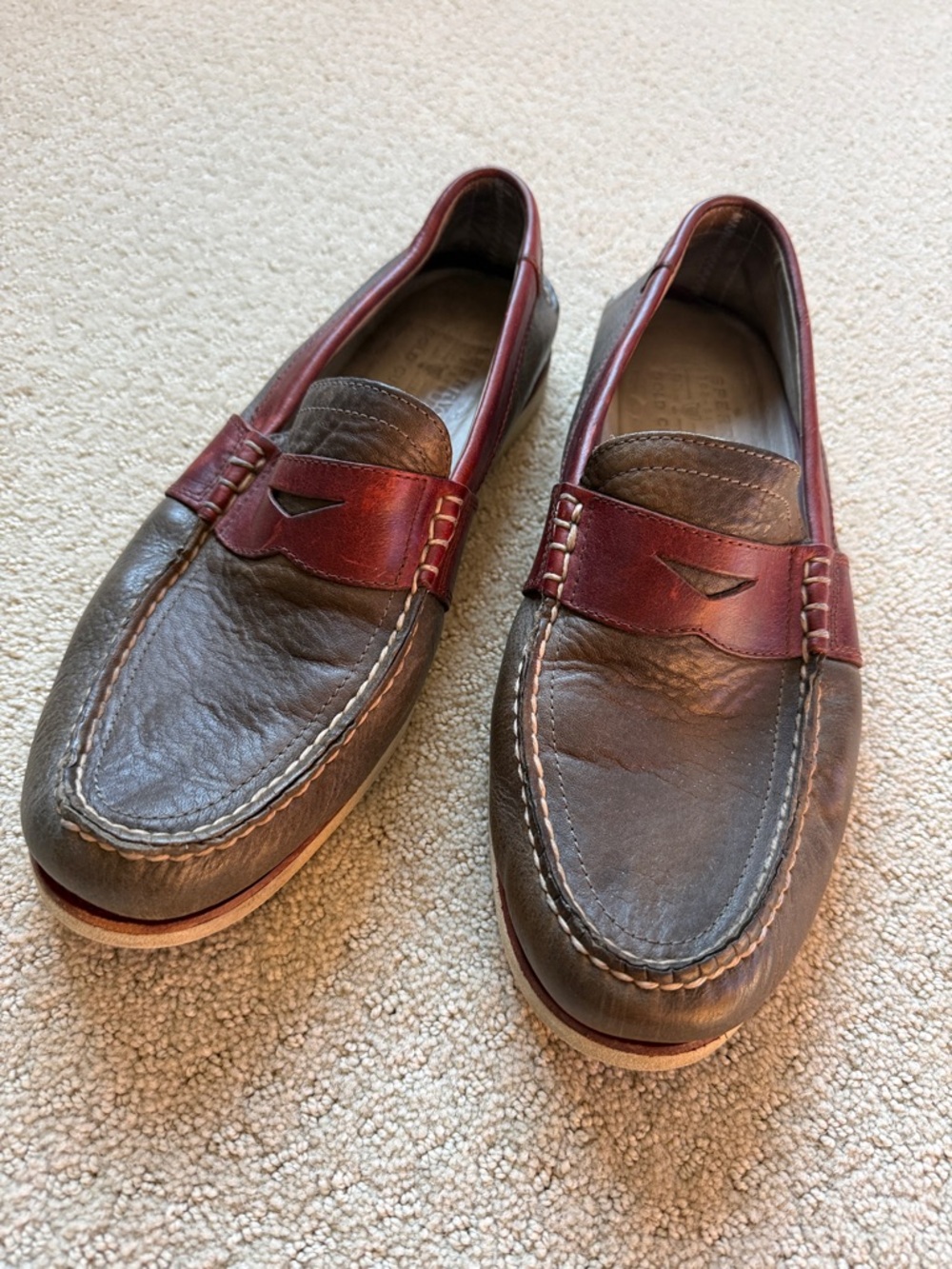 Sperry Men's Two-Tone Brown & Burgundy Leather Penny Loafers